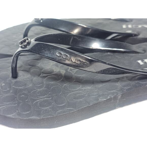 Coach ABBIGAIL Women's Black Jelly Signature Thong Sandals Flip Flops 7B - Picture 5 of 5